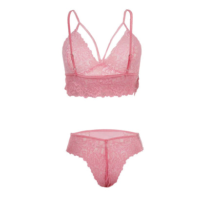 Women Lace Lingerie Set Strappy Bralette and Bikini Panty Set Soft Stretch Designer Innerwear for Women