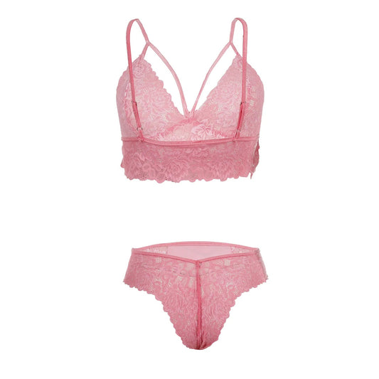 Women Lace Lingerie Set Strappy Bralette and Bikini Panty Set Soft Stretch Designer Innerwear for Women