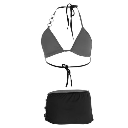 Women's Black Bra and Short Skirt Lingerie Set