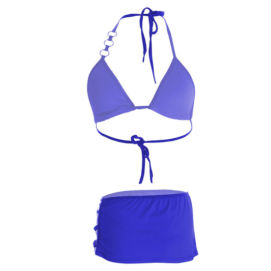 Women's Blue Bra and Short Skirt Lingerie Set