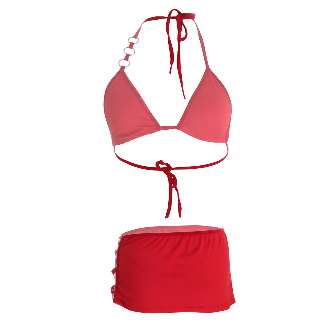 Women's Red Bra and Short Skirt Lingerie Set