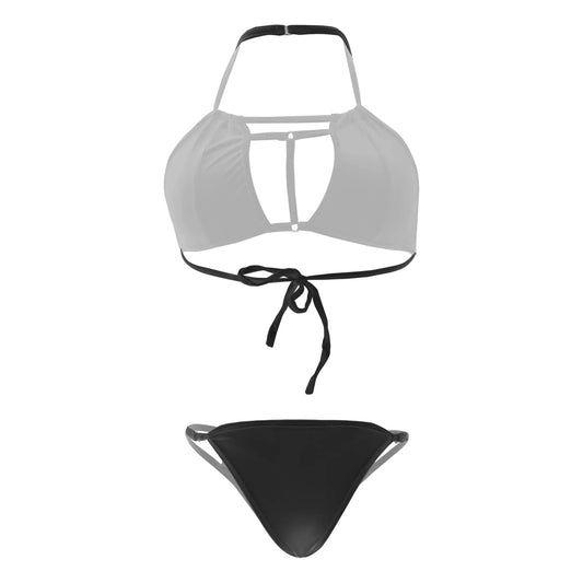 Women Stylish Lingerie Set Cutout Halter Neck Bralette and Strap Bikini Panty Set Soft Stretch Designer Innerwear for Women
