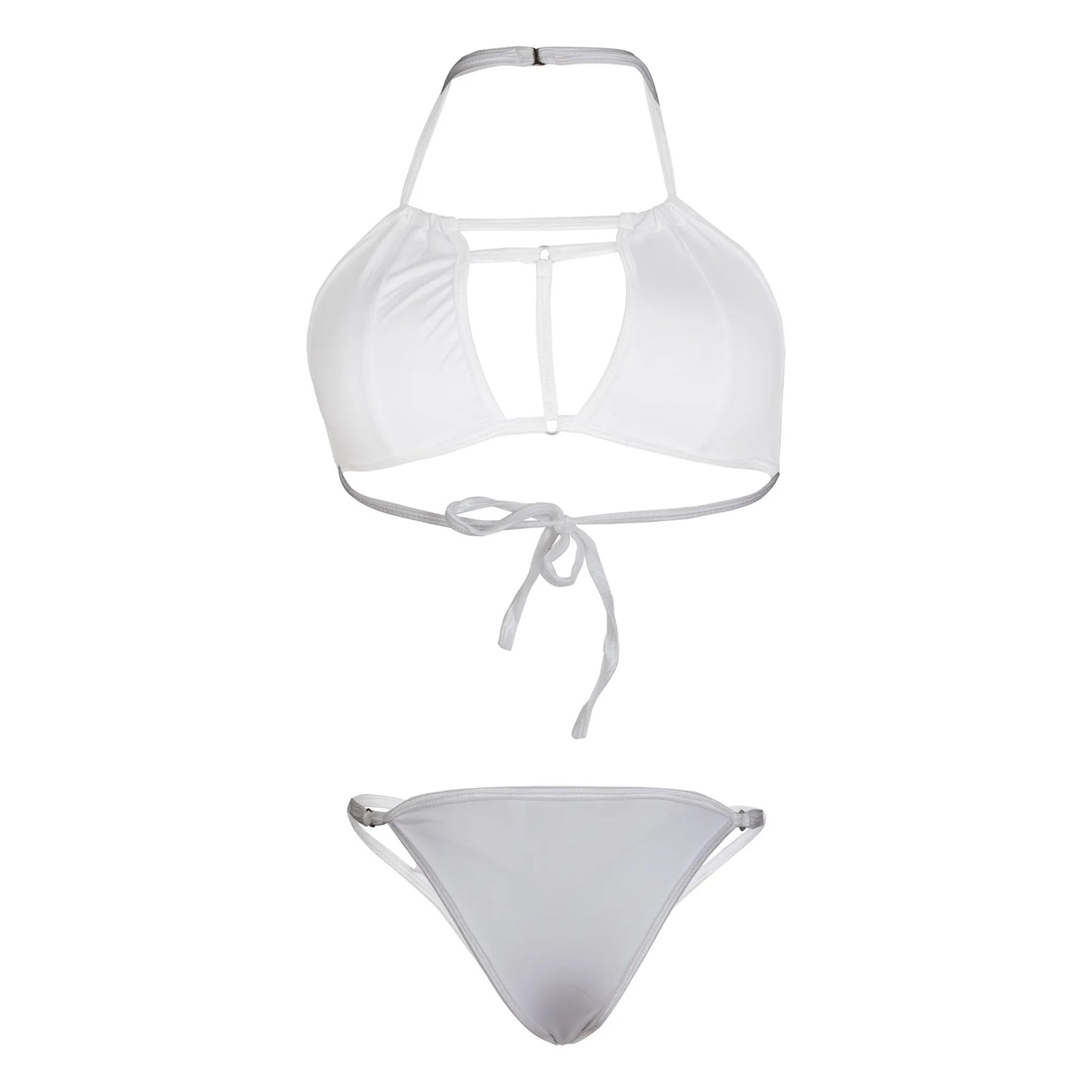 Women Stylish Lingerie Set Cutout Halter Neck Bralette and Strap Bikini Panty Set Soft Stretch Designer Innerwear for Women