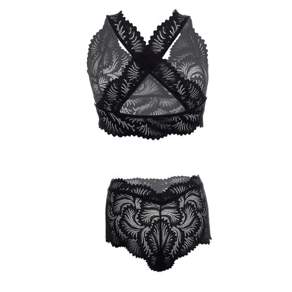 Women Lace Lingerie Set Halter Neck Bralette and Boyshort Panty Set Soft Stretch Designer Innerwear for Women