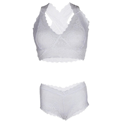 Women Lace Lingerie Set Halter Neck Bralette and Boyshort Panty Set Soft Stretch Designer Innerwear for Women