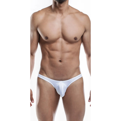  Model wearing a premium men's radiant red G-string thong with a supportive contoured pouch and sleek minimalist waistband for a comfortable fit.