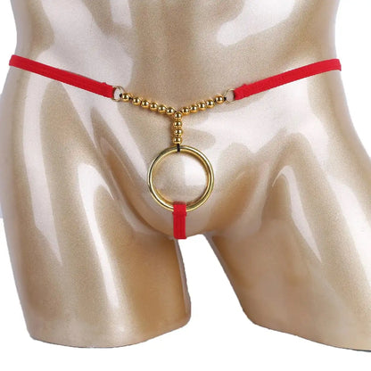 Men’s Multicolor Beaded Ring Minimal Strap Thong