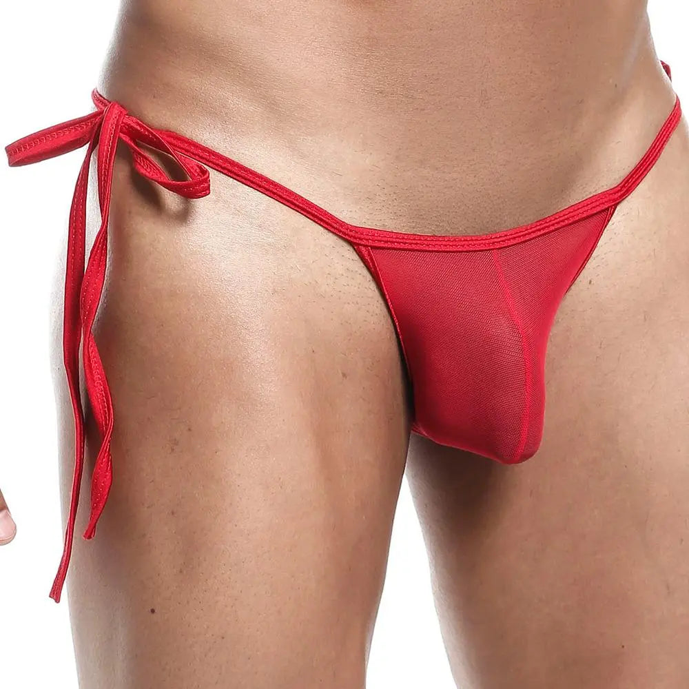 Men's Sheer Tie-Side Bikini Brief - Transparent Low-Rise Stretch Fit Stylish Men's Innerwear