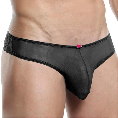 Men’s Floral Lace Open Back Brief – Low Rise Designer Underwear