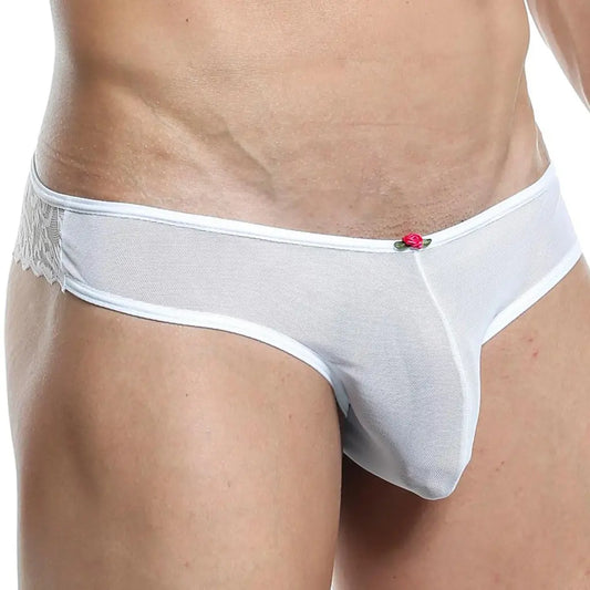 Men’s Floral Lace Open Back Brief – Low Rise Designer Underwear
