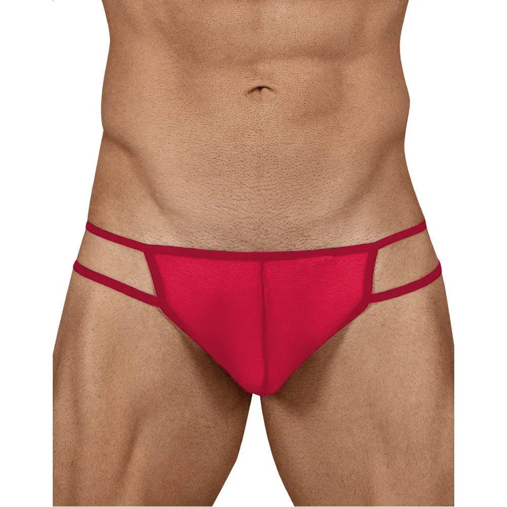 Men's Sheer Mesh Double Strap Bikini Brief - Ultra Lightweight Stretch Fit Designer Men's Innerwear