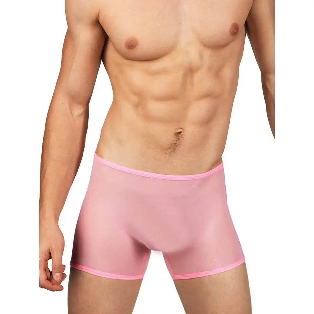 Men's Sheer Mesh Boxer Brief Shorts - Ultra Lightweight Stretch Fit Transparent Men's Innerwear