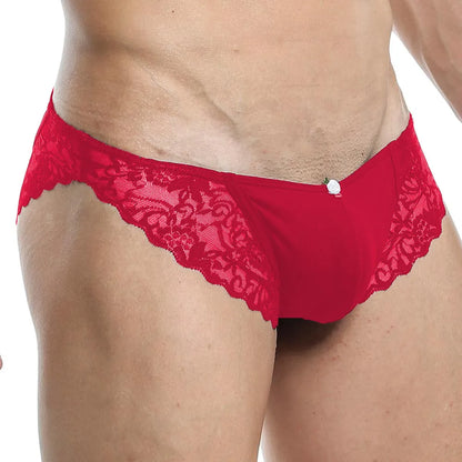 Men's Lace Bikini Brief Panty - Soft Stretch Designer Romantic Men's Innerwear