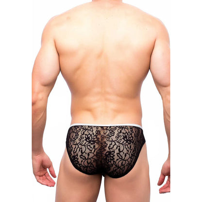 Men's Ultra Low-Rise Lace Mesh Thong - Lightweight Stretch Designer Romantic Men's Innerwear