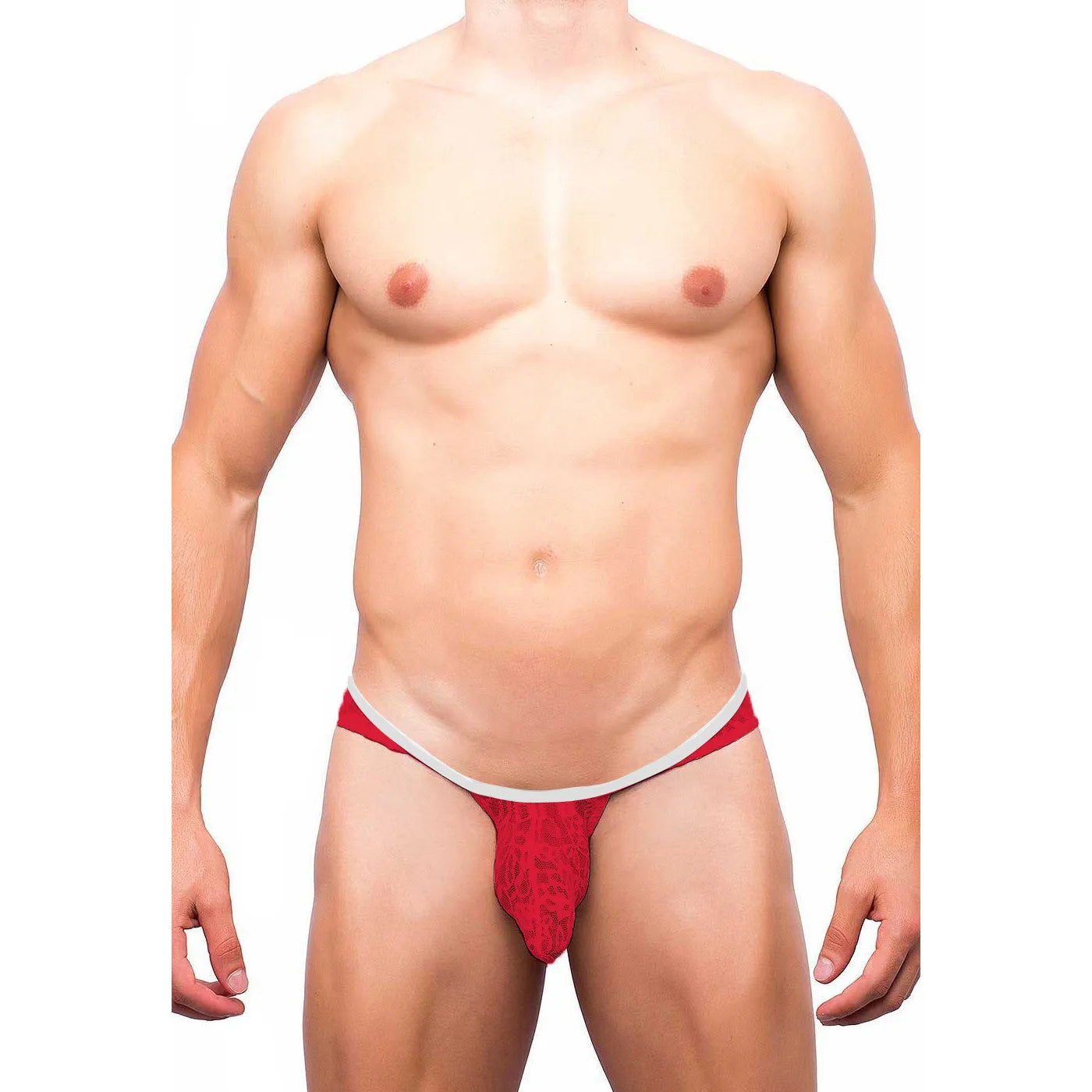 Men's Ultra Low-Rise Lace Mesh Thong - Lightweight Stretch Designer Romantic Men's Innerwear