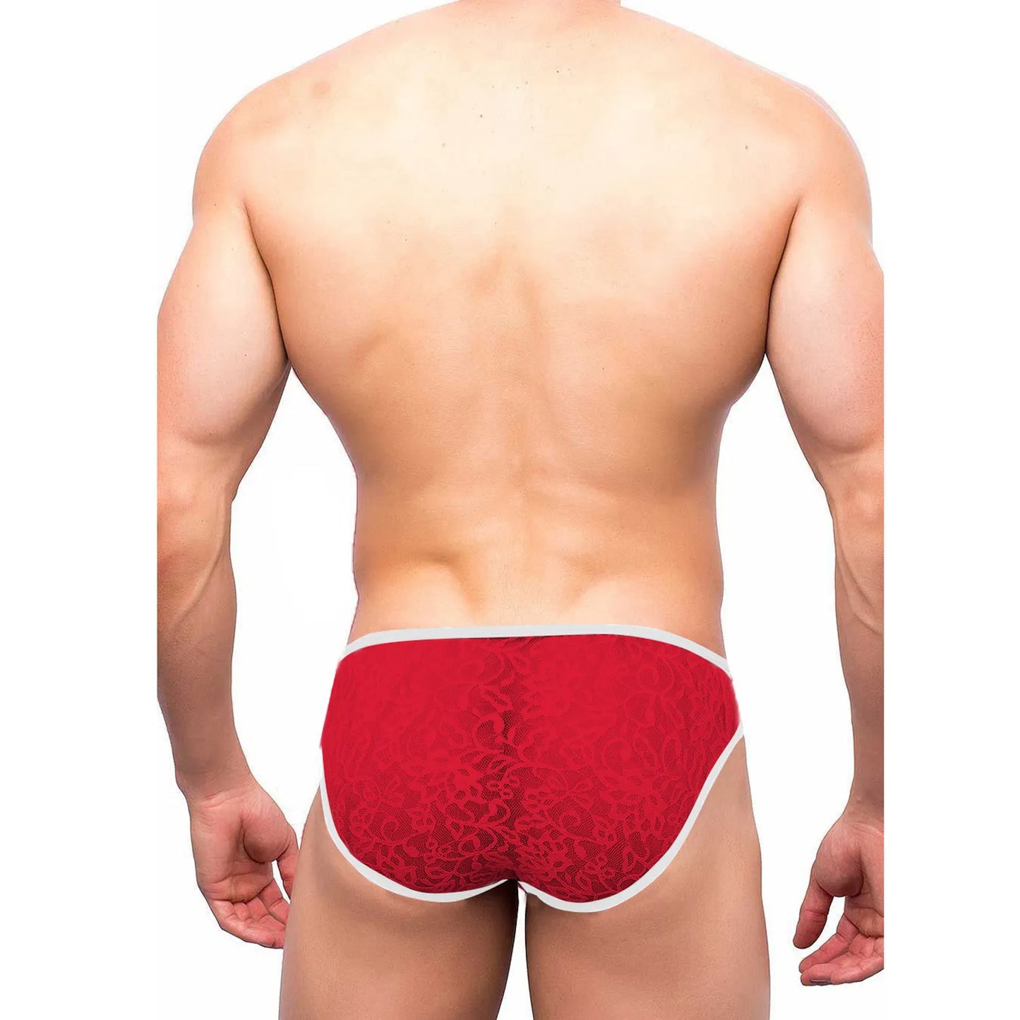 Men's Ultra Low-Rise Lace Mesh Thong - Lightweight Stretch Designer Romantic Men's Innerwear