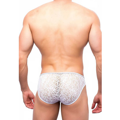 Men's Ultra Low-Rise Lace Mesh Thong - Lightweight Stretch Designer Romantic Men's Innerwear