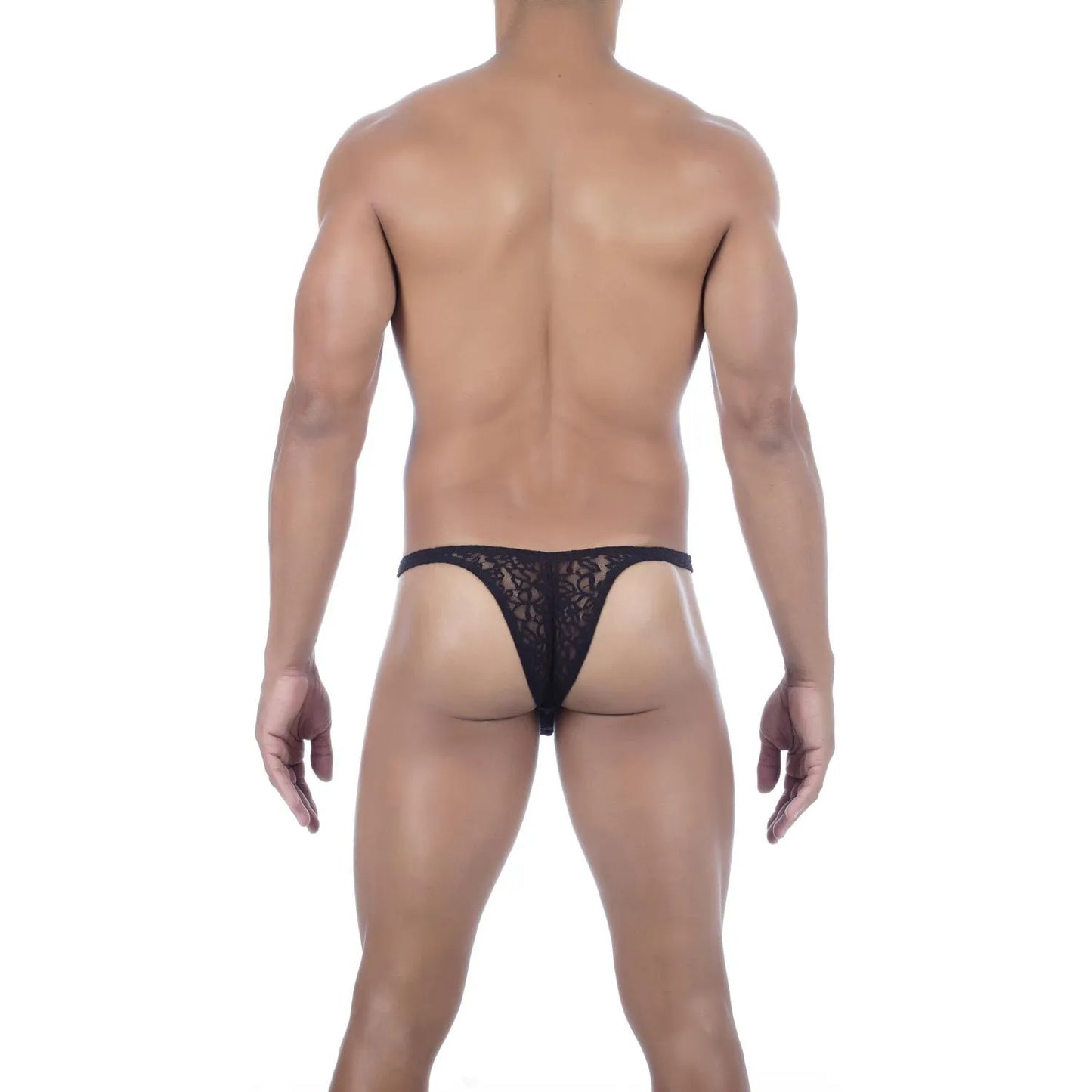 Men's Ultra Low-Rise Lace Mesh Bikini Thong - Breathable Stretch Designer Romantic Innerwear