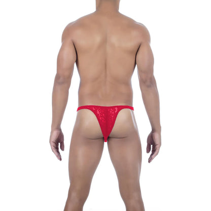 Men's Ultra Low-Rise Lace Mesh Bikini Thong - Breathable Stretch Designer Romantic Innerwear