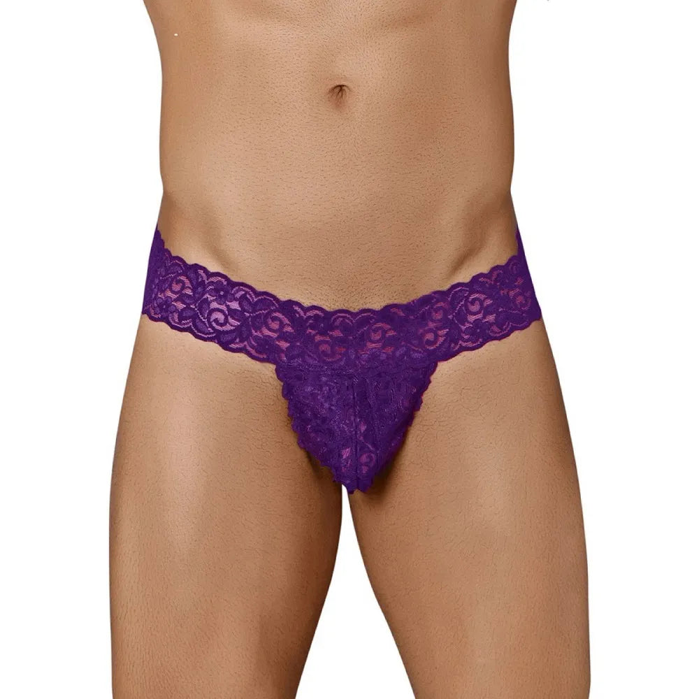 Men's Floral Lace Bikini Thong - Ultra Soft Stretch Romantic Designer Innerwear
