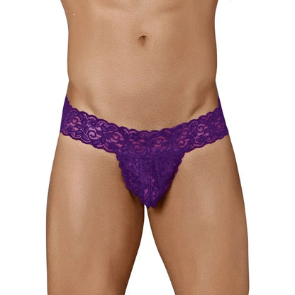 Men's Floral Lace Bikini Thong - Ultra Soft Stretch Romantic Designer Innerwear