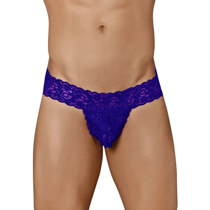 Men's Floral Lace Bikini Thong - Ultra Soft Stretch Romantic Designer Innerwear
