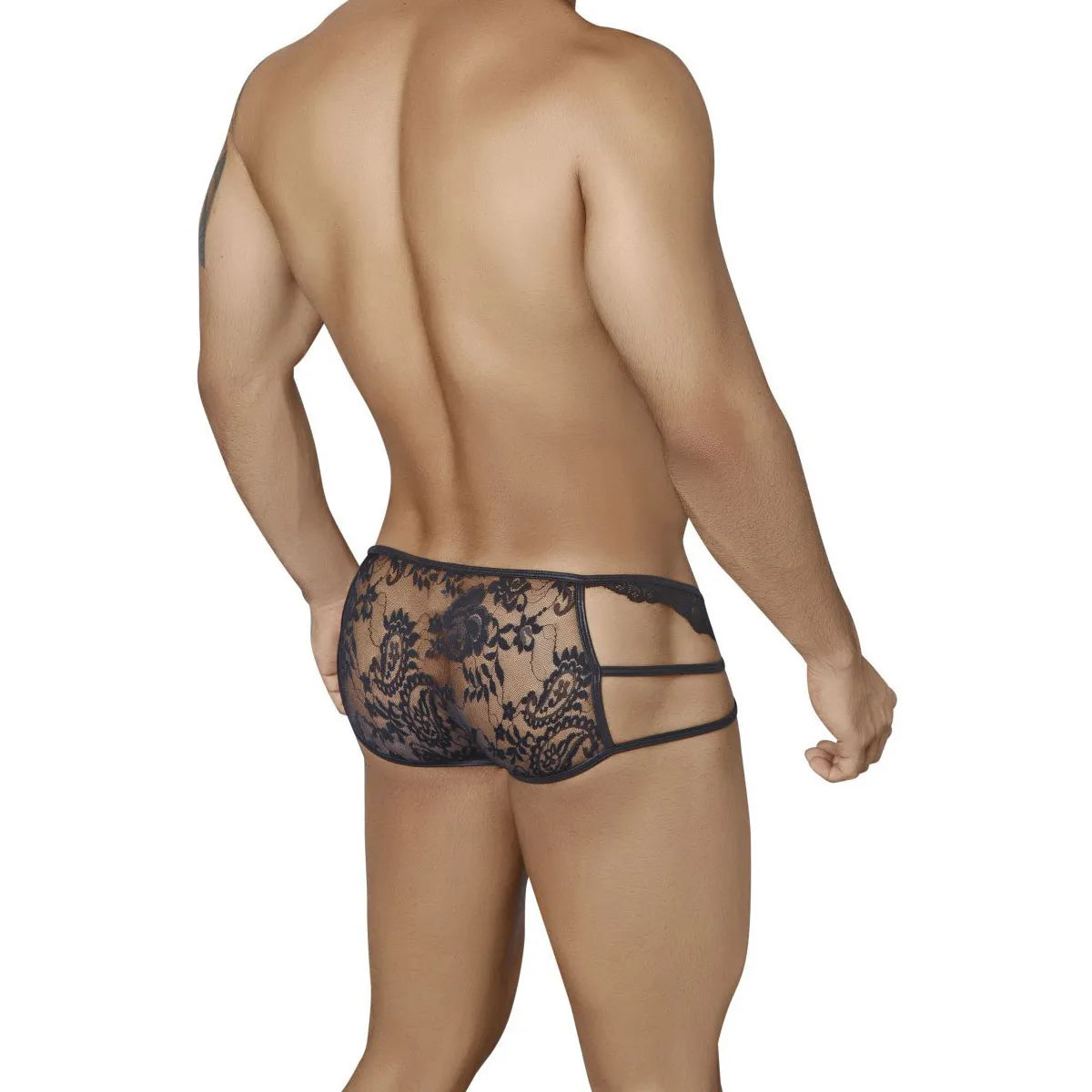 Men’s Sheer Lace Cutout Boxer Brief – Stylish Transparent Lingerie