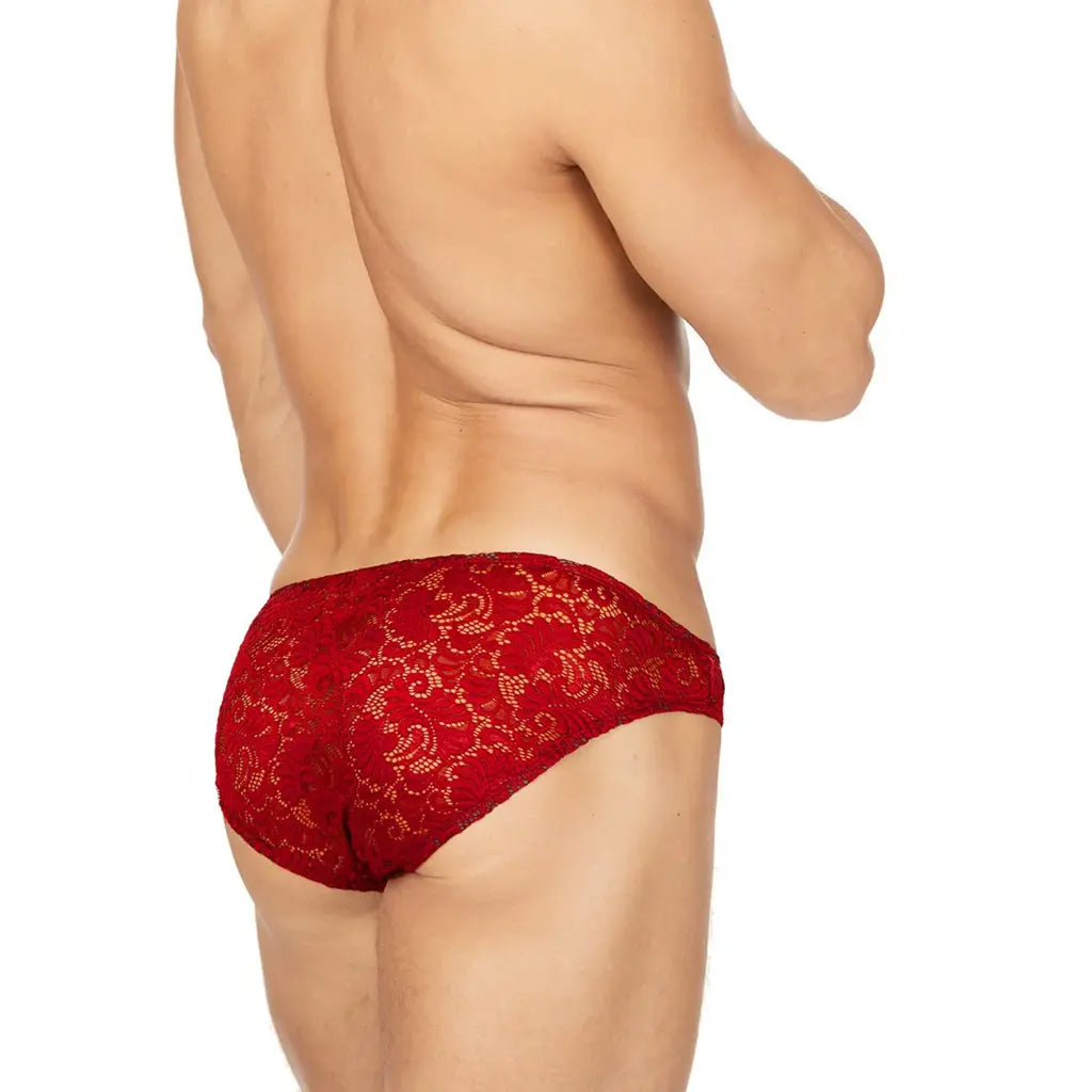 Men’s Floral Lace Bikini Brief – Soft Stretch Designer Underwear