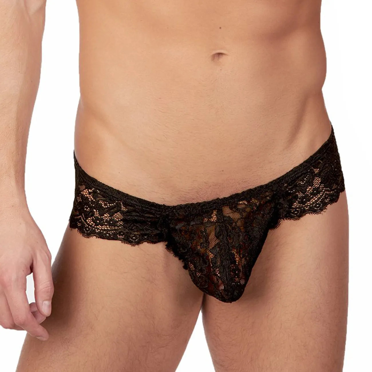 Men’s Floral Lace Bikini Brief Panty – Ultra Soft Stretch Lace Exotic Men’s Lingerie