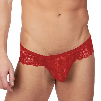Men’s Floral Lace Bikini Brief Panty – Ultra Soft Stretch Lace Exotic Men’s Lingerie