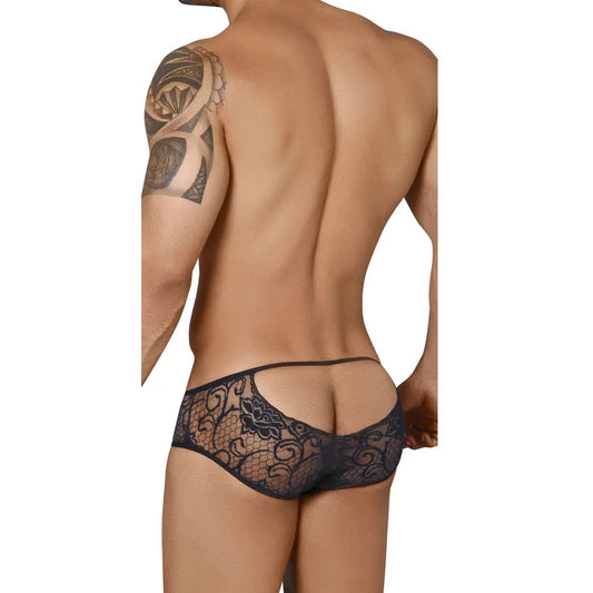 Men’s Open Back Lace Brief – Sheer Floral Designer Underwear