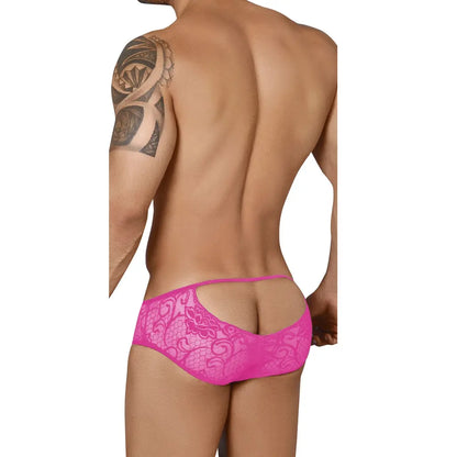 Men’s Open Back Lace Brief – Sheer Floral Designer Underwear