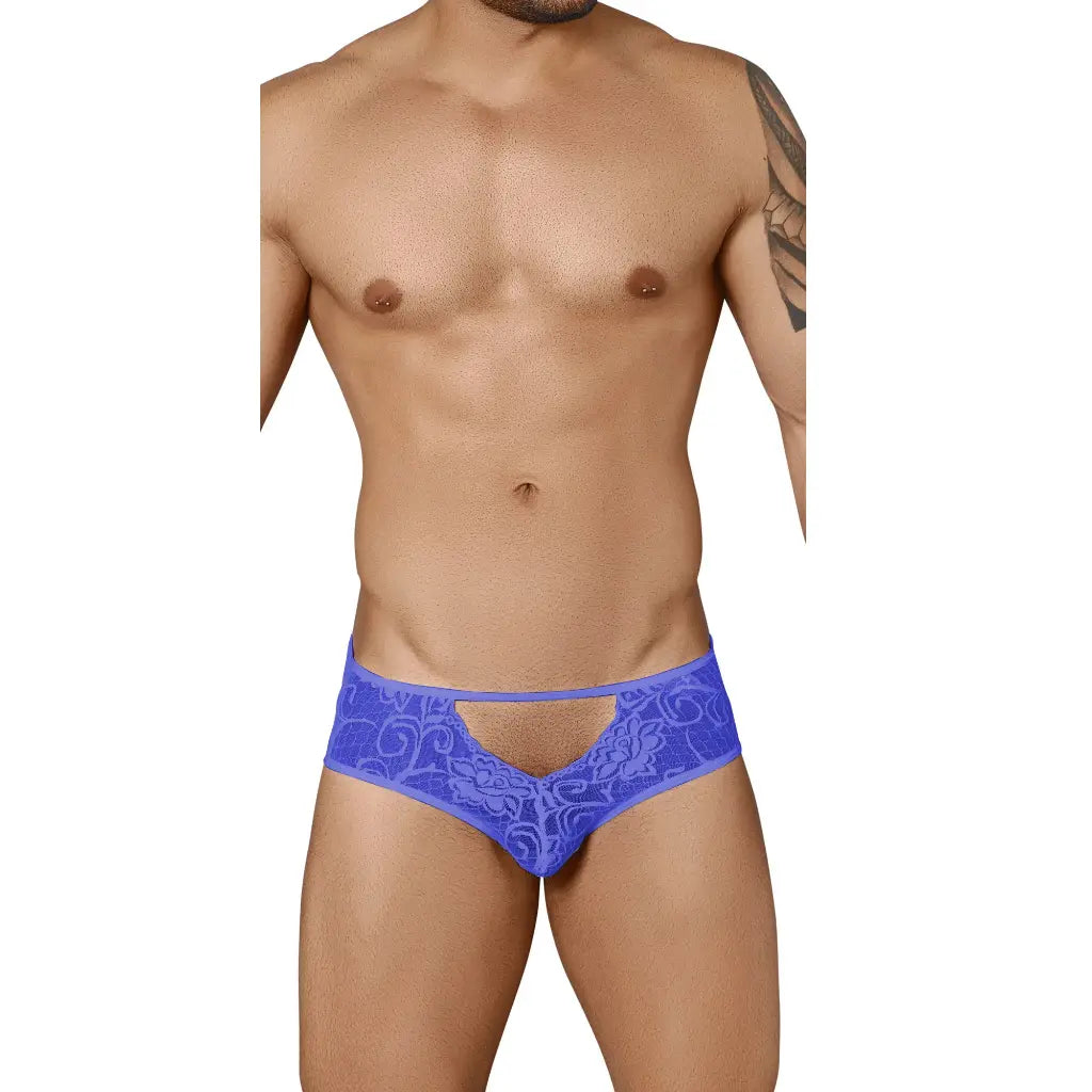 Men’s Open Back Lace Brief – Sheer Floral Designer Underwear