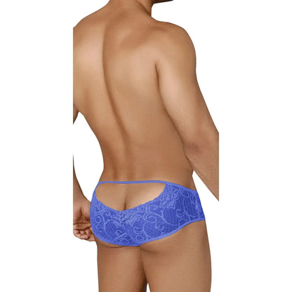 Men’s Open Back Lace Brief – Sheer Floral Designer Underwear
