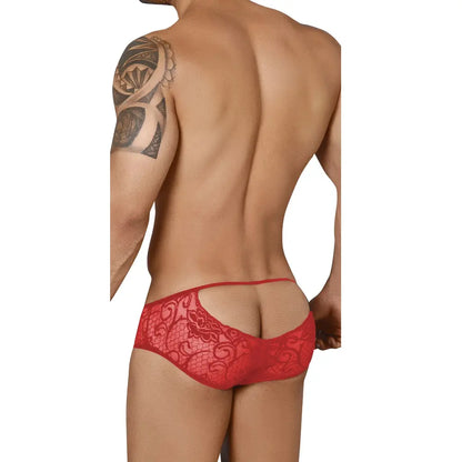 Men’s Open Back Lace Brief – Sheer Floral Designer Underwear