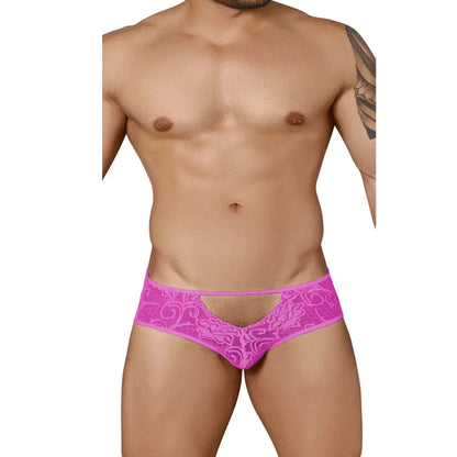 Men’s Open Back Lace Brief – Sheer Floral Designer Underwear