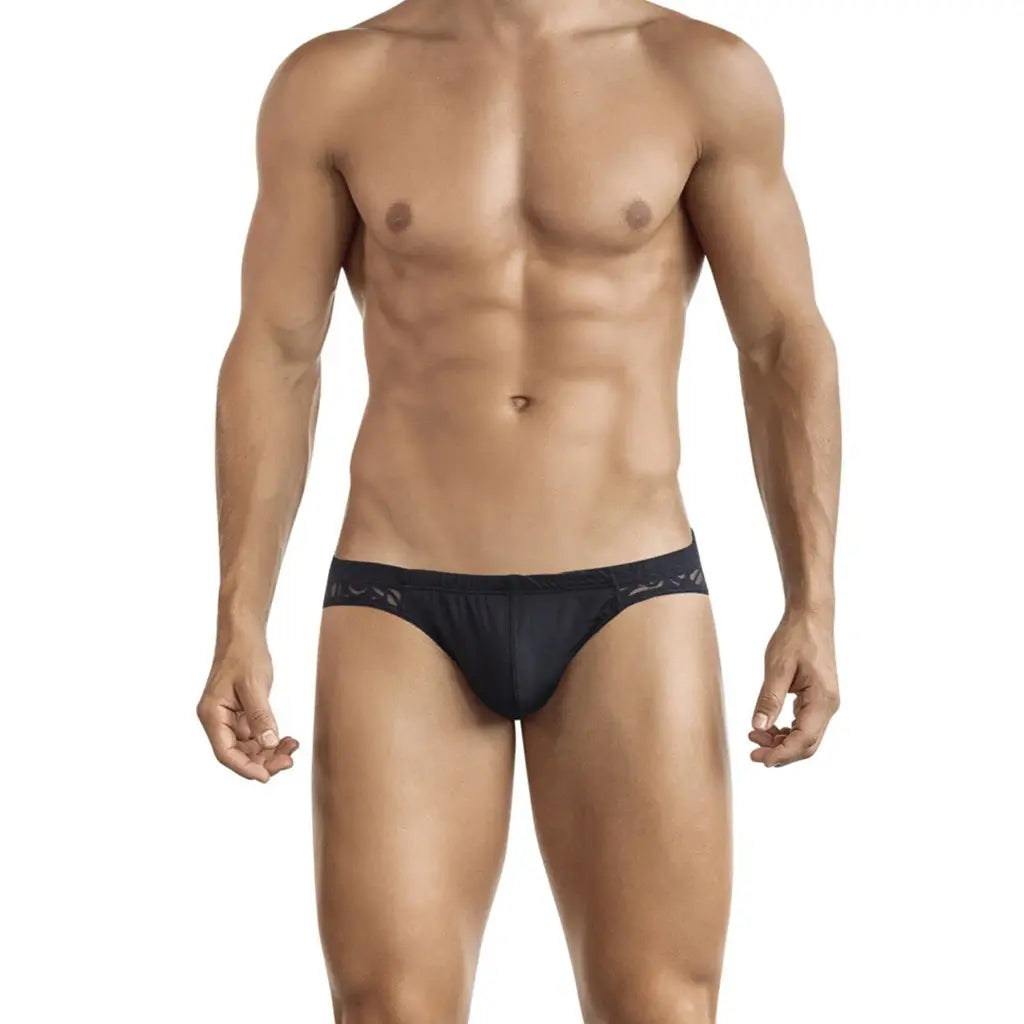 Men’s Sheer Lace Brief – Transparent Floral Designer Underwear