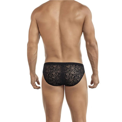 Men’s Sheer Lace Brief – Transparent Floral Designer Underwear