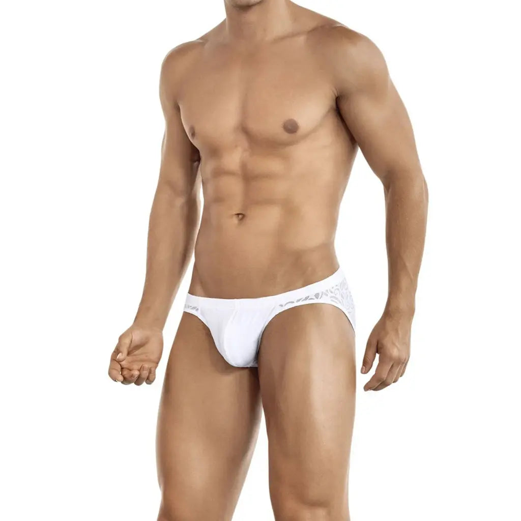 Men’s Sheer Lace Brief – Transparent Floral Designer Underwear