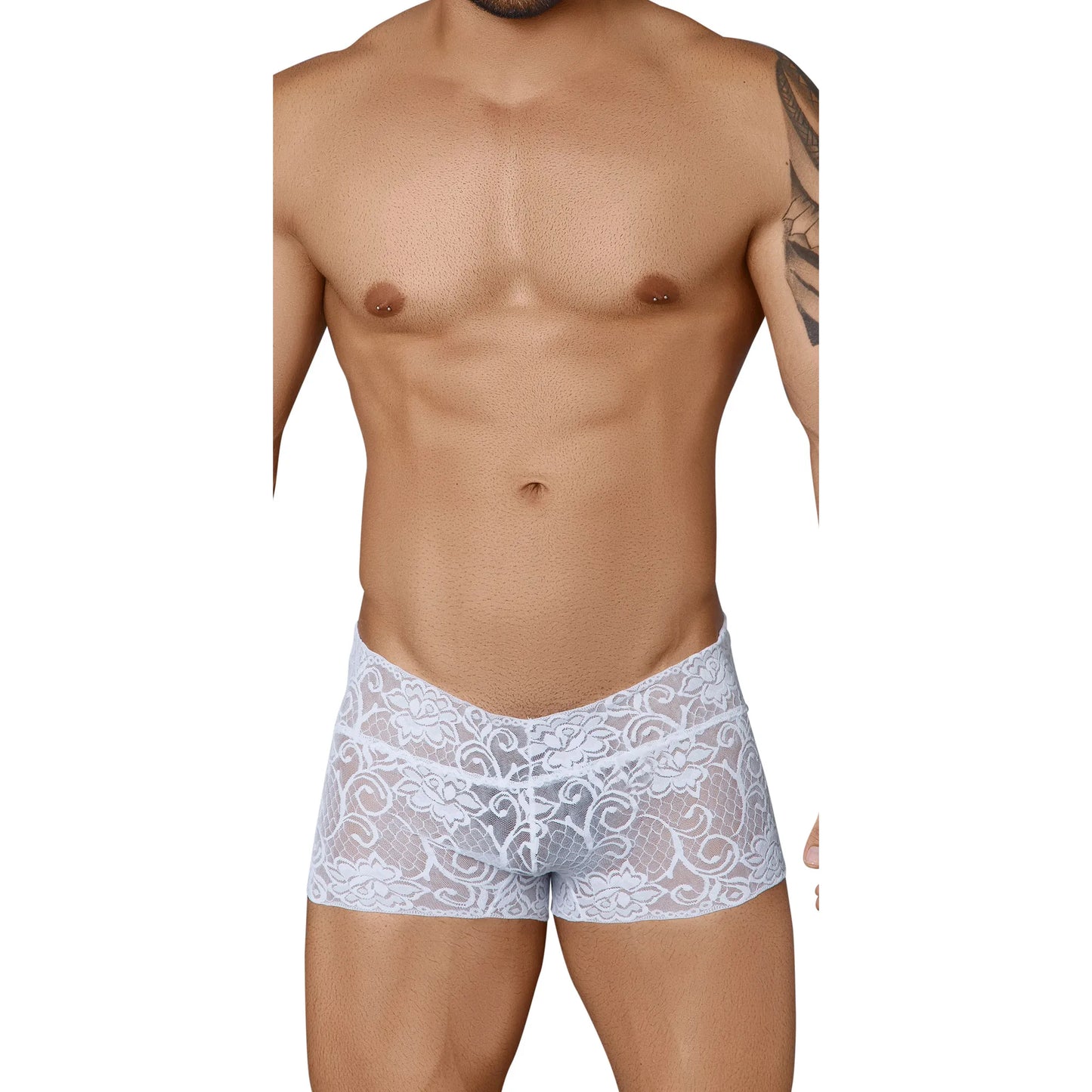 Men’s Floral Lace Transparent Boxer Brief – Ultra Soft Stretch See-Through Men’s Lingerie Shorts