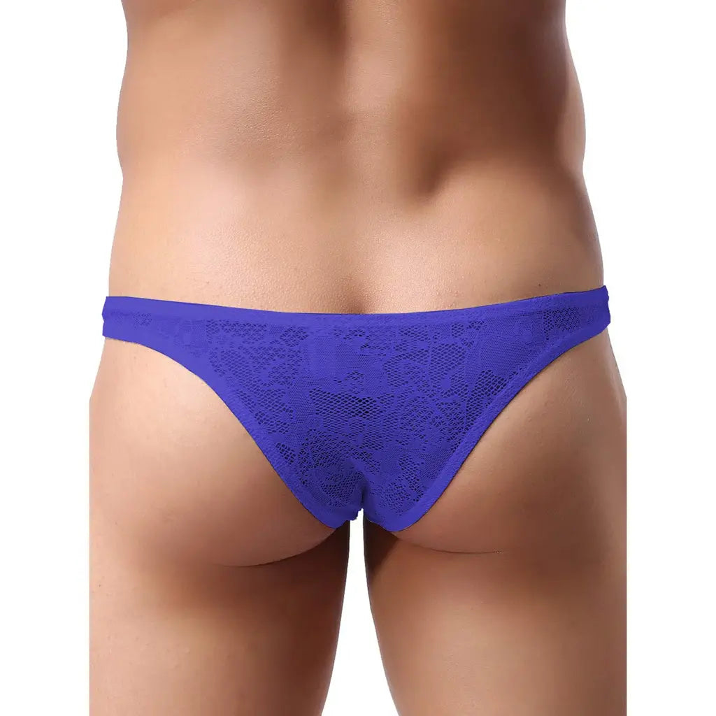Men’s Floral Lace Bikini Brief – Sheer Low Rise Designer Underwear