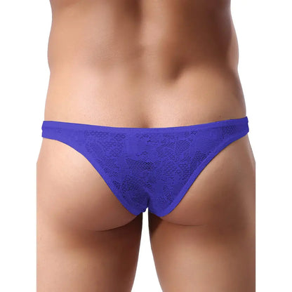 Men’s Floral Lace Bikini Brief – Sheer Low Rise Designer Underwear