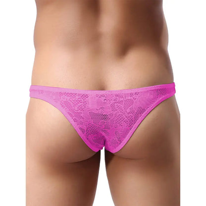 Men’s Floral Lace Bikini Brief – Sheer Low Rise Designer Underwear