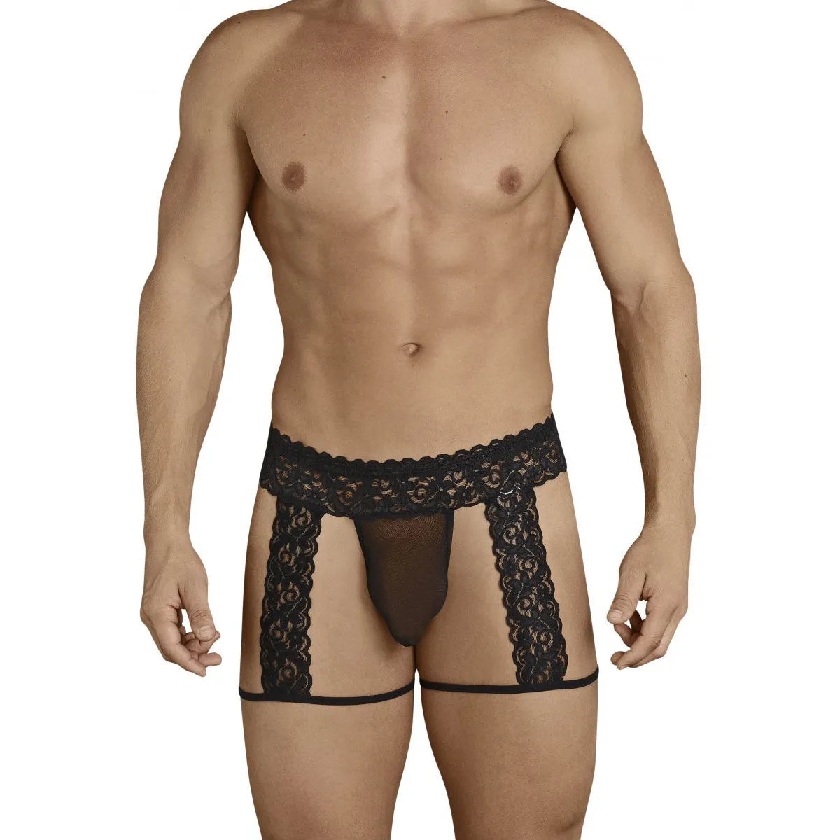 Men’s Lace Suspender Garter Brief – Ultra Low Rise Exotic Men’s Lingerie