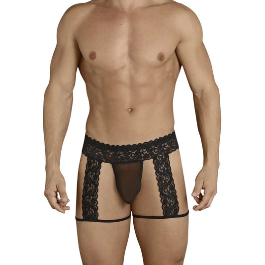 Men’s Lace Suspender Garter Brief – Ultra Low Rise Exotic Men’s Lingerie