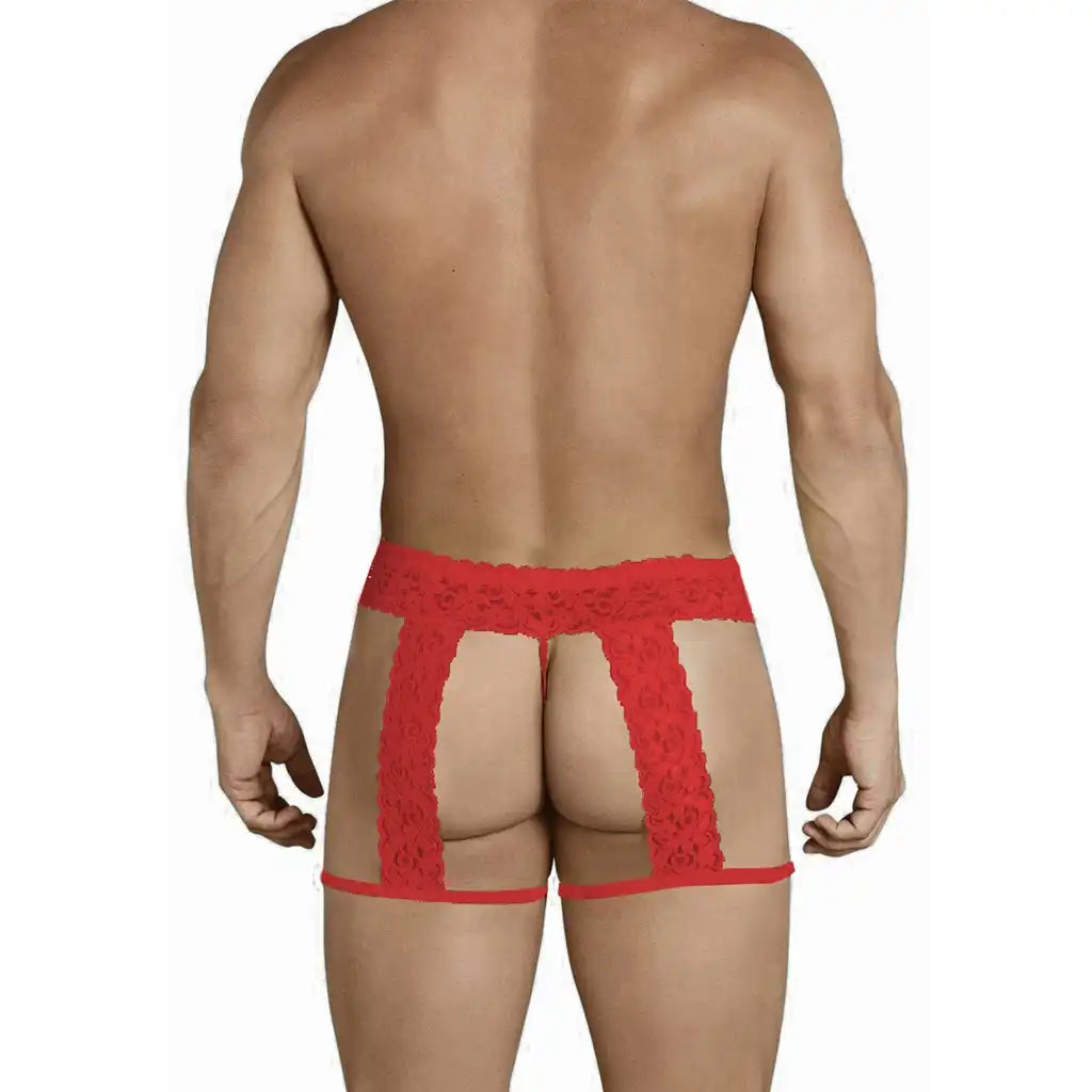 Men’s Lace Suspender Garter Brief – Ultra Low Rise Exotic Men’s Lingerie