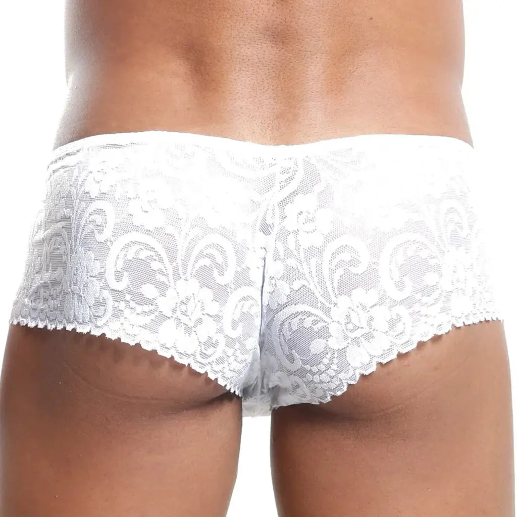 Men’s Black Floral Lace Boxer Brief – Sheer Stretch Designer Underwear