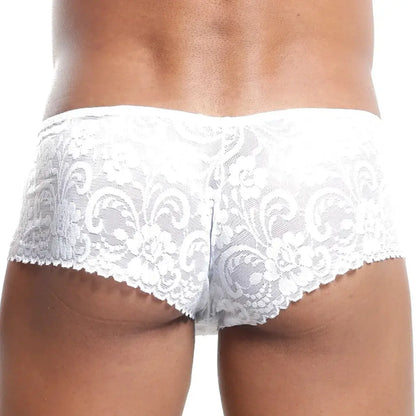 Men’s Black Floral Lace Boxer Brief – Sheer Stretch Designer Underwear
