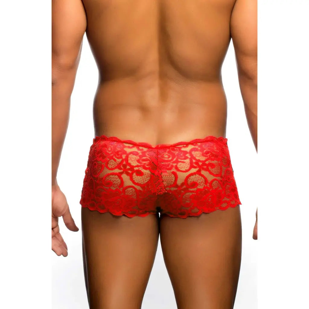 Men’s Black Lace Boxer Brief – Criss Cross Side Designer Underwear