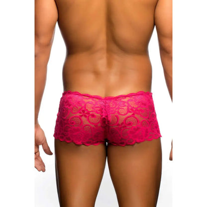 Men’s Black Lace Boxer Brief – Criss Cross Side Designer Underwear